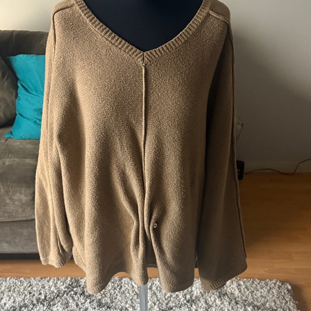 Zara Tan V-Neck Oversized Sweater